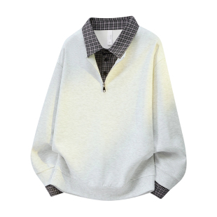 NASA STUSY美式高街2026新款春秋装男款情侣潮牌衬衫领假两件卫衣