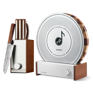 卡特马克唱片套刀大马士革钢刀具厨房套装组合家用菜刀菜板二合一