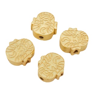 18K包金镀金保色古法仿金包公脸谱四通孔背云diy手工饰品串珠手串