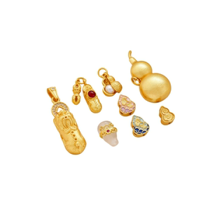 沙金高保色玛瑙通孔葫芦隔珠貔貅吊坠diy手工手链项链吊饰品配件