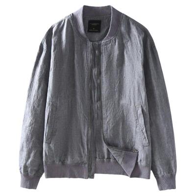 纯亚麻立领夹克外套春夏季薄款