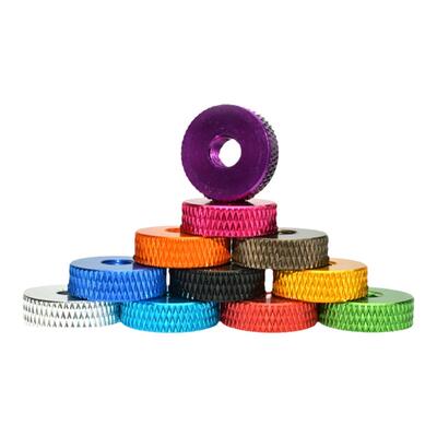 M3-M6铝合金滚花手拧螺母m4/m5阳极氧化多彩色带小台阶通孔螺丝帽