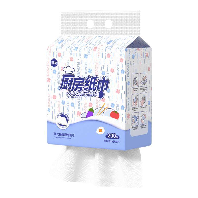 漫花悬挂式厨房纸巾抽纸吸油吸水纸壁挂式厨房用纸擦手200抽/包
