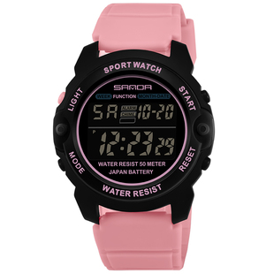 青少年运动电子表初高中女学生户外军训防水夜光硅胶带闹钟手表女