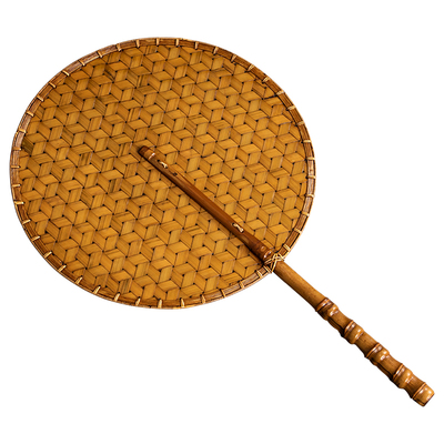 竹弄堂大漆手工竹编罗汉竹柄团扇