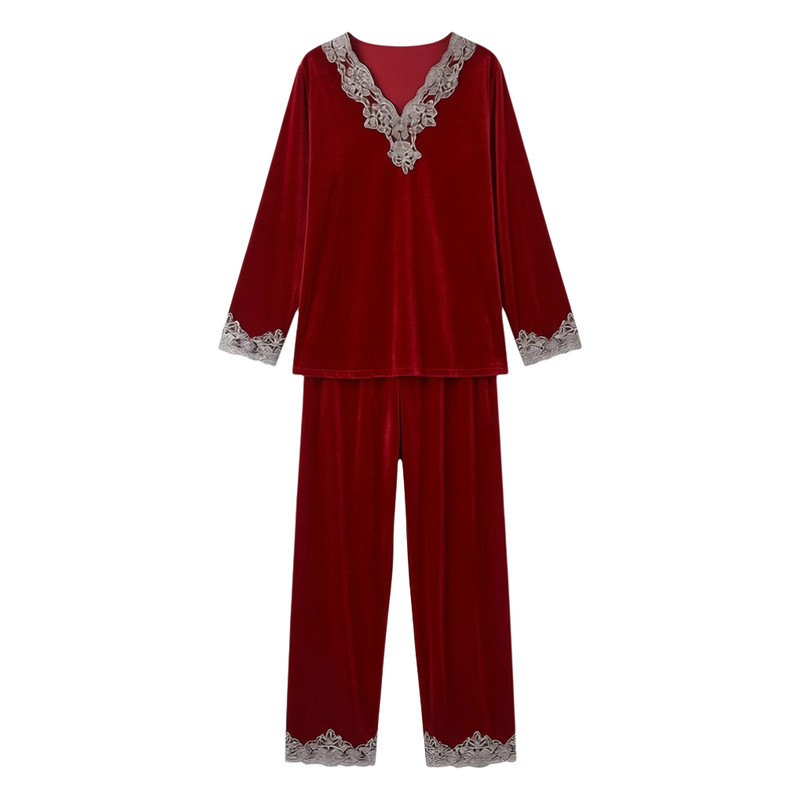 金丝绒睡衣女士天鹅绒大码家居服