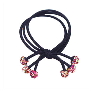 韩国头饰发圈 马尾扣水钻球发绳简约百搭多股打结头绳高弹力皮筋