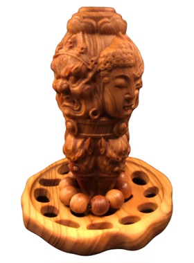 崖柏木雕刻随身盘玩男士实木手把件把玩文玩金刚降魔杵汽车小挂件