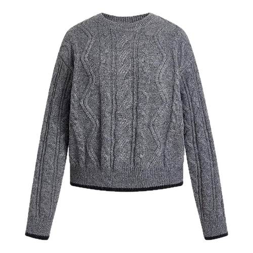 A21女装宽松圆领落肩套头毛衫时尚简约慵懒风保暖套头衫毛针织衣