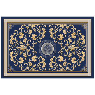 门口进门地垫蓝色新中式硅藻泥防滑加厚脚垫北门地垫玄关地毯家用