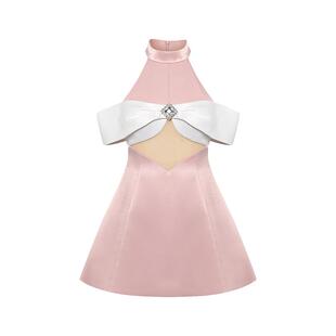 Maison Wester春季度假风细闪缎面露肩网纱裙子连衣裙可露丽穿搭