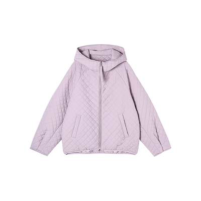 MSHR菱格连帽轻型羽绒服女短款3D