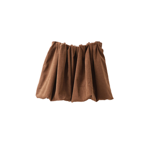 popchrio◆复古磨毛麂皮花苞半身裙甜美高腰短款a字蓬蓬气球裙子