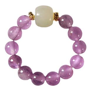 纯天然紫水晶弹力绳指环小众原创设计复古文艺橄榄核戒指男女礼物