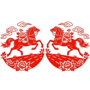 马年窗花生肖马剪纸招财富贵静电贴纸玻璃门贴窗贴2026新年春节