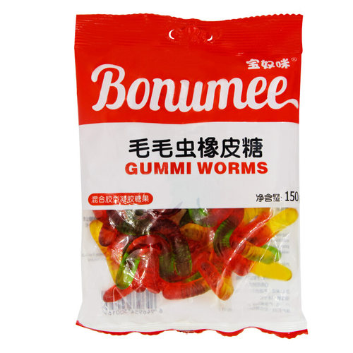 宝奴咪毛毛虫橡皮软糖150g*3包糖果网红同款果汁软糖QQ糖酸砂彩虫