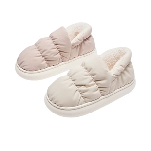热风女鞋24年冬新款女士外穿包头拖平底加绒耐寒毛毛保暖女拖鞋