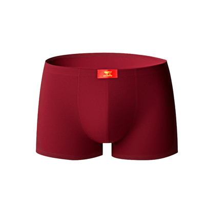 七匹狼纯棉酒红色平角内裤袜子男