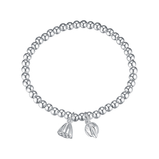 两世欢银手链足银两生欢手串古法莲蓬莲花传承手链圆珠光珠转运珠