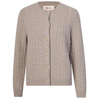 皮皮狗圆领复古绞花加厚羊绒开衫