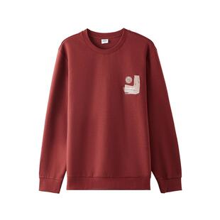 三福2025秋冬男士陶罐印花卫衣 都市合身圆领套头上衣507810