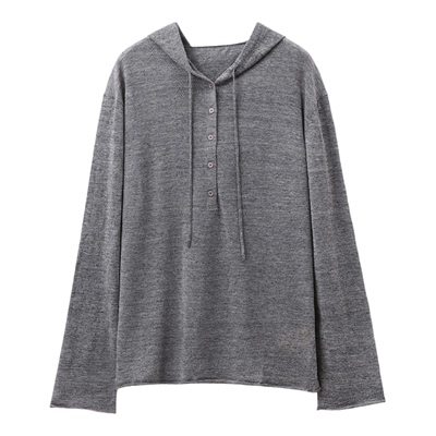 【有机亚麻/混色花纱/凉感轻盈】松弛复古~亨利连帽上衣