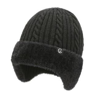 中老年人爸爸帽子男士冬季针织毛线帽老人爷爷加厚保暖套头帽围脖