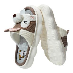 亚麻拖鞋女夏季新款居家室内防滑可爱松鼠家用厚底棉麻凉拖鞋女款