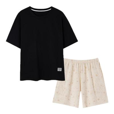 猫人睡衣自带胸垫纯棉家居服套装