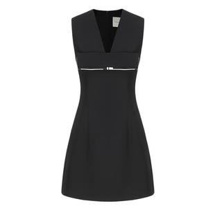 AtelierMissLu【午月夜】2024春夏蝴蝶结撞色收腰A字无袖连衣裙