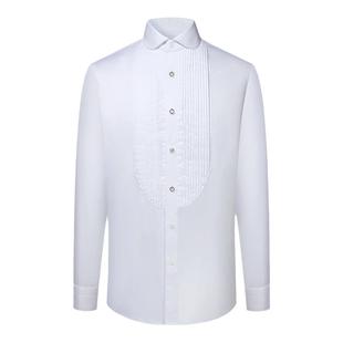 【卓雅系列】伊顿领纯棉风琴褶法式礼服衬衣高纱支白色商务衬衫男