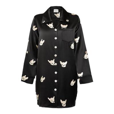 BEAST野兽派日进斗金小奶狗法斗真丝衬衫裙睡衣睡裙情人节礼物