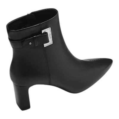 星期六法式短靴尖头粗跟皮带扣