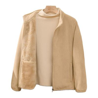 奥粒绒秋冬加绒加厚外套女户外立领抓绒衣双面绒休闲百搭保暖卫衣