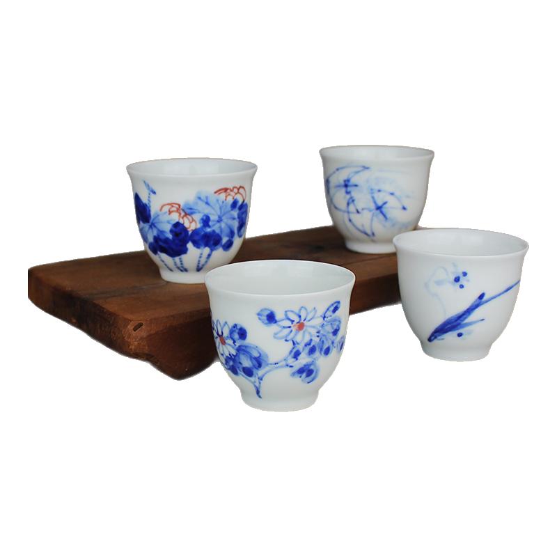 景青花手绘品茗杯功夫茶具