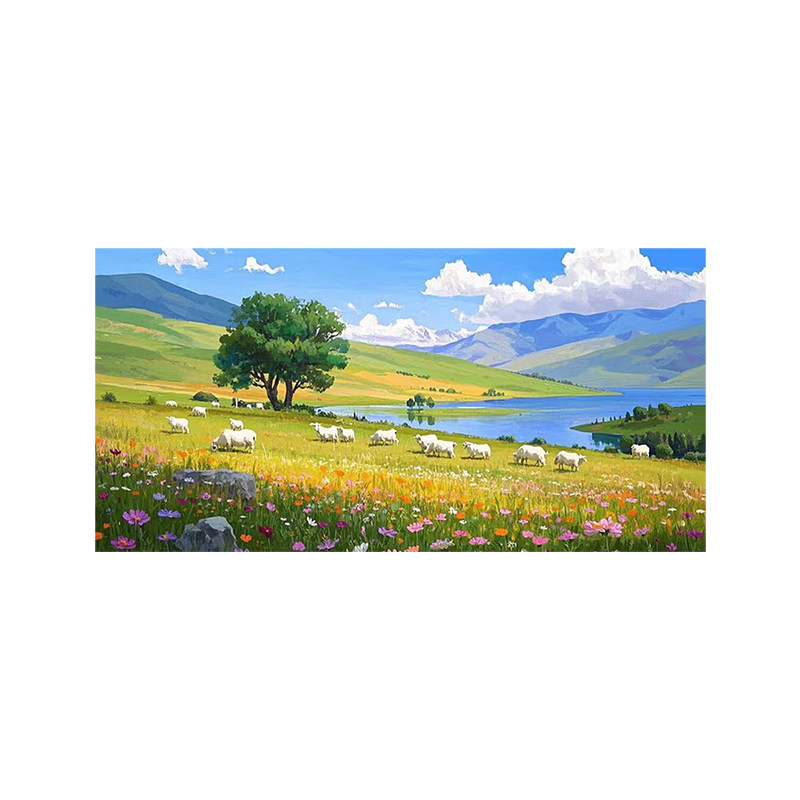 白鹿艺术手绘油画印象装饰画