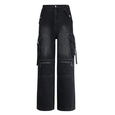 QUARTER IN NIGHT2025夏季新款牛仔水洗工装裤