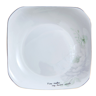 天顺陶瓷2025新款陶瓷盘子家用菜盘如意盘方盘微浮雕轻奢金边高级
