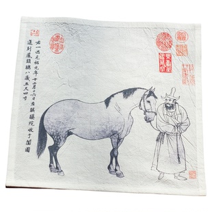 唐鲤文创2026年春季新品礼品手帕李公麟五马图中国传统名画衍生品