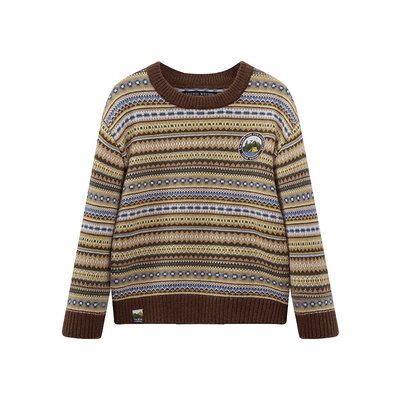 小熊童装多彩羊毛混纺套头毛衣