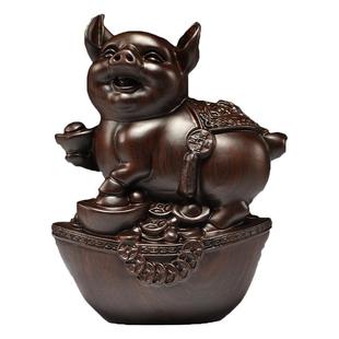 黑檀木雕十二生肖摆件一套实木质鼠牛虎兔龙蛇马羊猴鸡狗猪工艺品