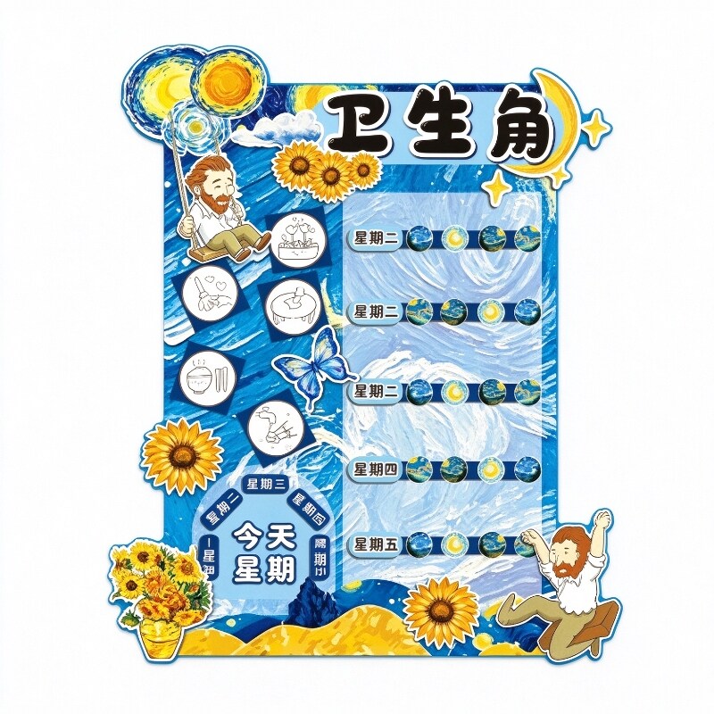 教室卫生角文化墙贴开学幼儿园