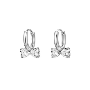 赵今麦聂曦光同款蝴蝶结耳环银色简约设计感耳钉女2026新款高级感