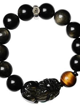 【普陀山直发】升级版天然金曜石手串男本命年貔貅黑曜石生肖属相