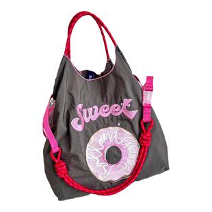 ball chain帆布环保购物袋刺绣斜挎包单肩包大容量登山健身电脑包