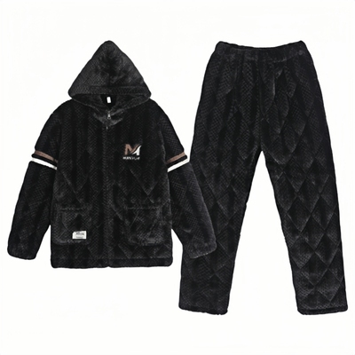 棉依界男珊瑚绒三层加厚睡衣保暖