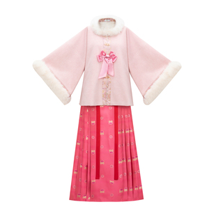 醒春集【有点桃气】明制汉服昭君袄马面裙毛呢定织妆花粉色日常风