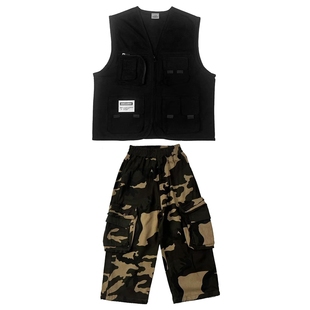 迪克家hiphop街舞童装演出服美式嘻哈风马甲儿童街舞潮服男童套装