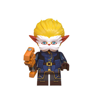 原创积木游戏英雄者联盟双城之战黑默丁格范德尔人仔拼装玩具模型