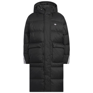 adidas阿迪达斯三叶草男子运动休闲保暖长款连帽羽绒服外套KC2564